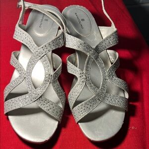 Bandolino Silver Glitter Strappy Sandals